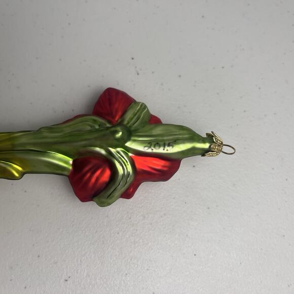 The Museum Collection Hand Blown Glass Poland Amaryllis Flowering Ornament Red - Picture 14 of 16